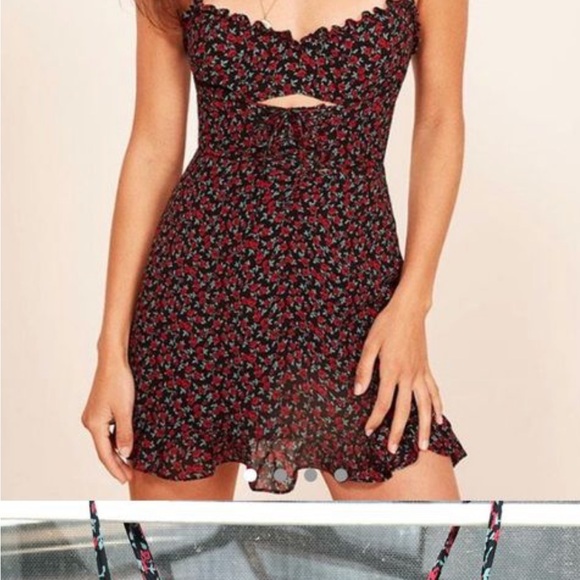 Reformation Sz 0 Strap Feminine Floral Mabel Rose Mini Dress NWOT - Picture 2 of 11